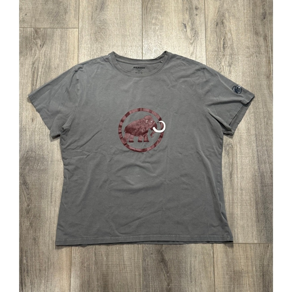 MAMMUT Mens Grey Graphic T-Shirt XL Short Sleeve Crew Neck Swiss Design